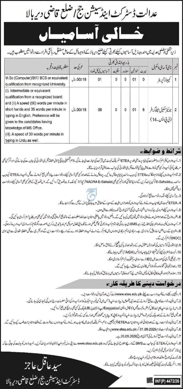 Junior Scale Stenographer (BPS-14)